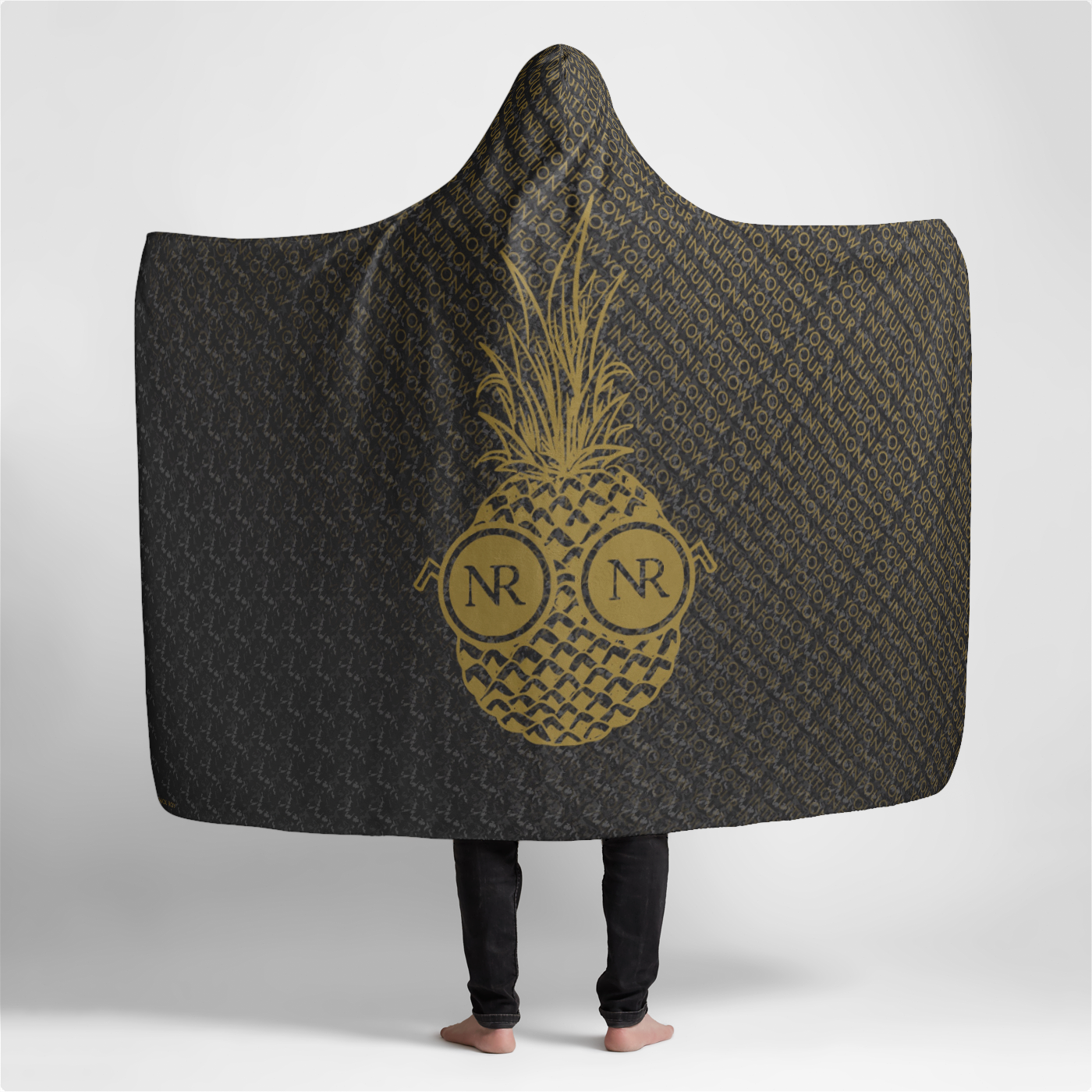 Large Hooded Sherpa Blanket 60x80 - Black Camo