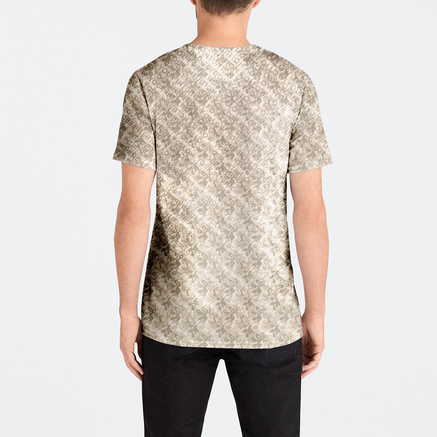 "Follow Your Intuition" Velvet Crew Neck - Champagne Camo