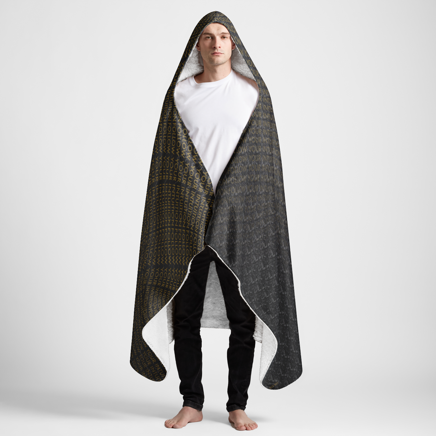 Large Hooded Sherpa Blanket 60x80 - Black Camo