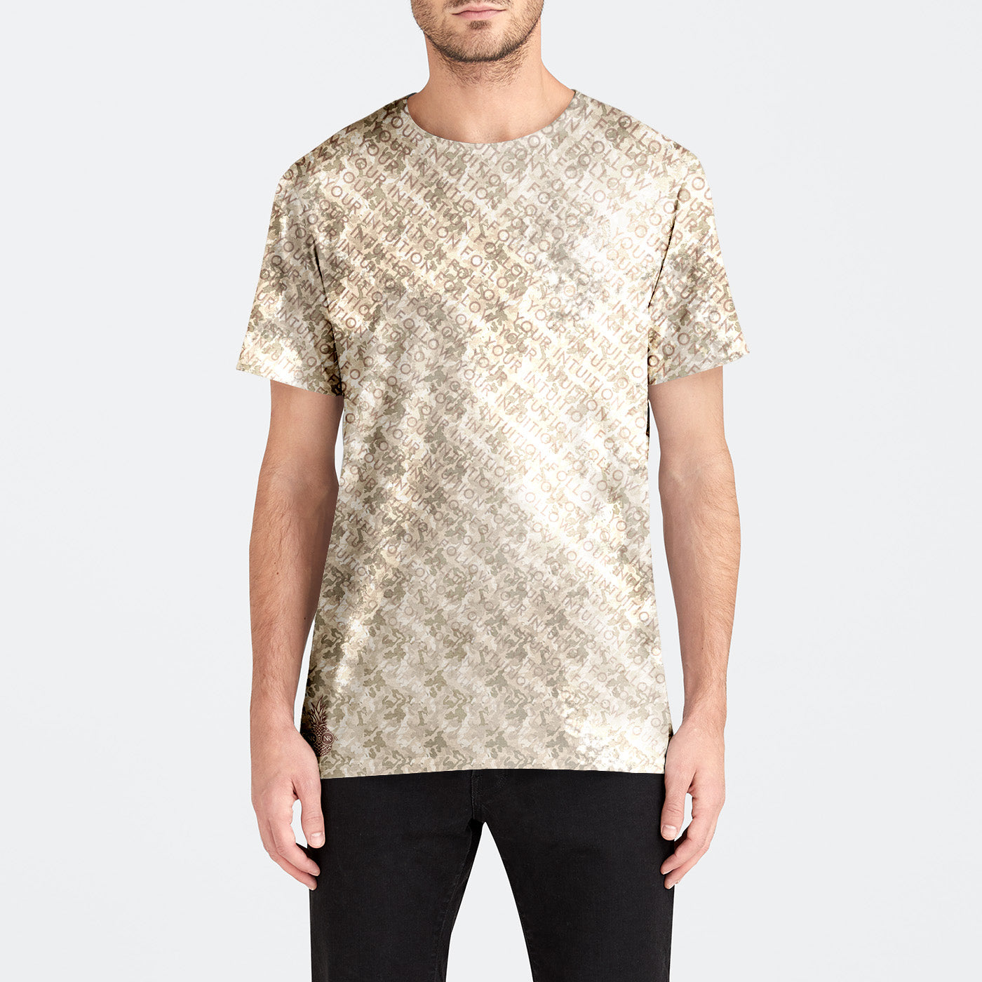 "Follow Your Intuition" Velvet Crew Neck - Champagne Camo