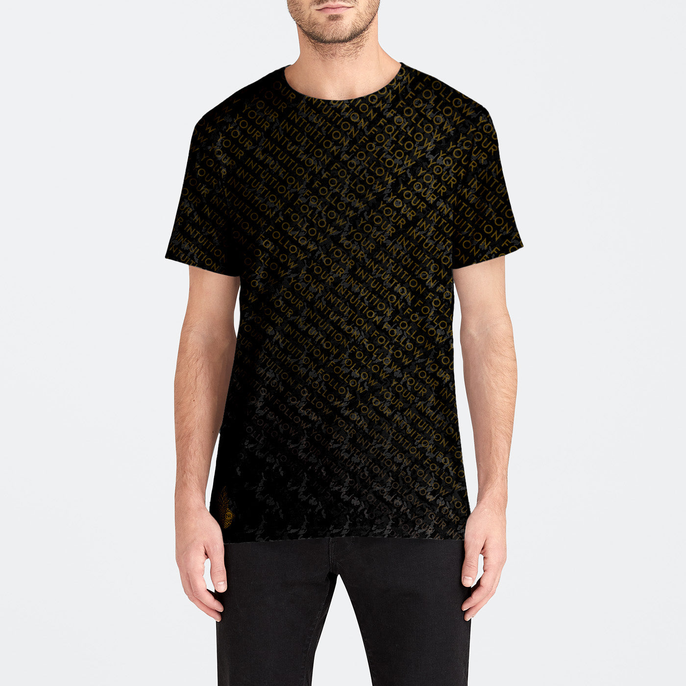 "Follow Your Intuition" Velvet Crew Neck - Champagne Camo