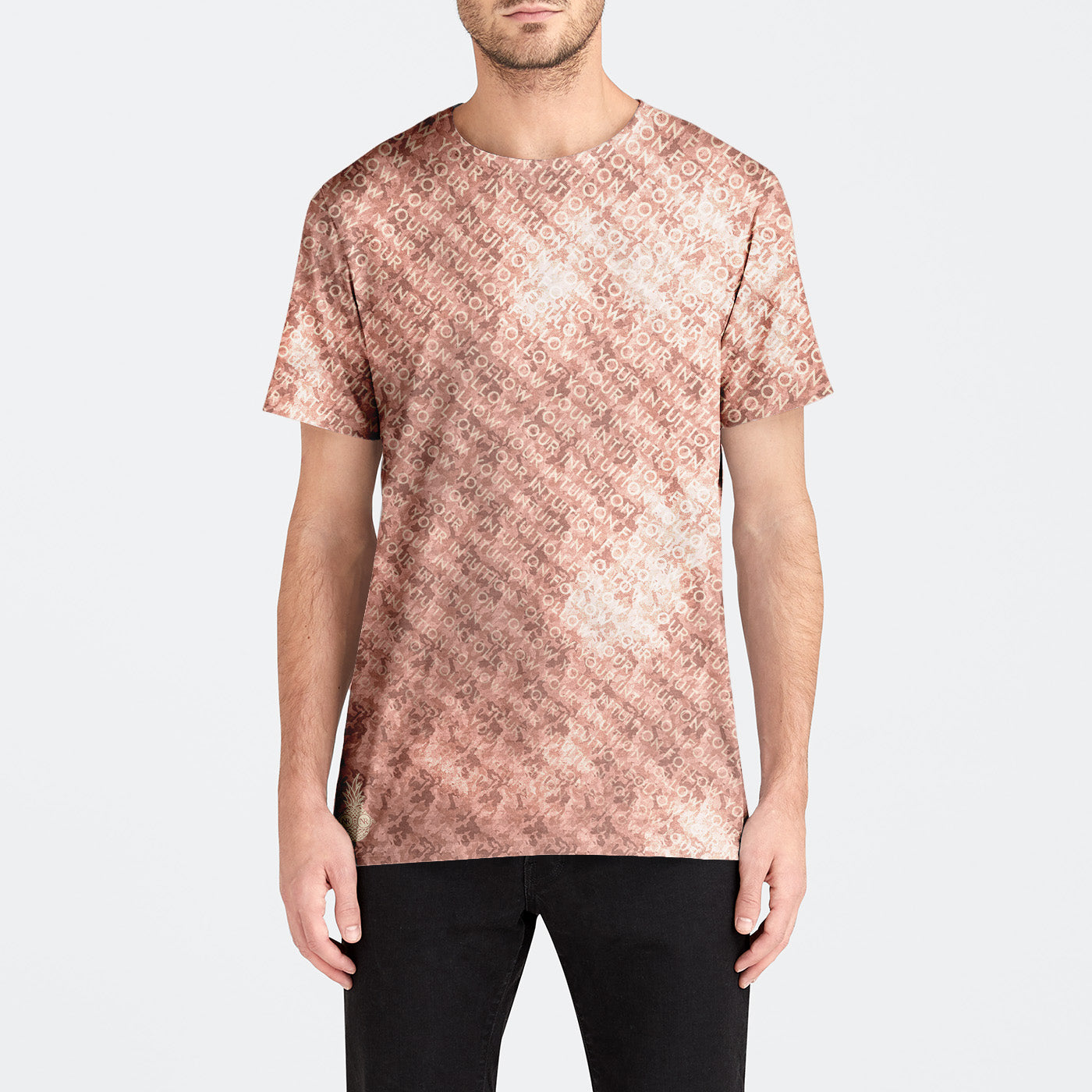 "Follow Your Intuition" Velvet Crew Neck - Champagne Camo